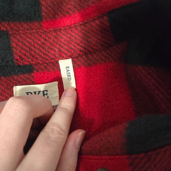 BKE Womens Eased Fit Fleece Buffalo Plaid Flannel Button Up Shacket Size S Boxy - Picture 4 of 7